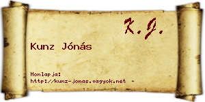 Kunz Jónás névjegykártya
